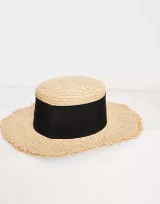 ASOS DESIGN short brim straw hat with raw edge and thick band with size adjuster | ASOS (Global)