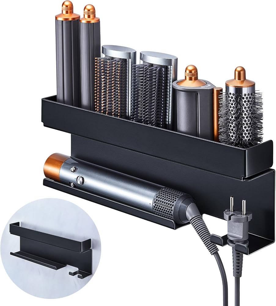 Storage Hair Dryer Holder for Curling Iron Accessories, Hair Tool Organizer Wall Mount, Curling I... | Amazon (US)