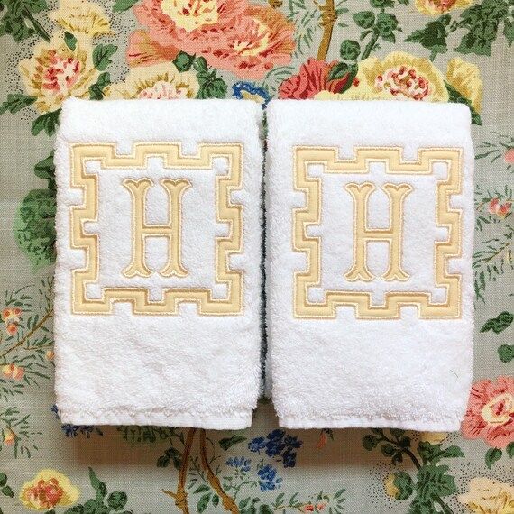 Custom Applique Monogram Hand or Bath Towel, The "Josephine" Frame, 100% Turkish Cotton Towel, Mo... | Etsy (US)