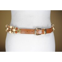 Brown Beaded Boho Belt Embellished Gold Festival Style | Etsy (US)