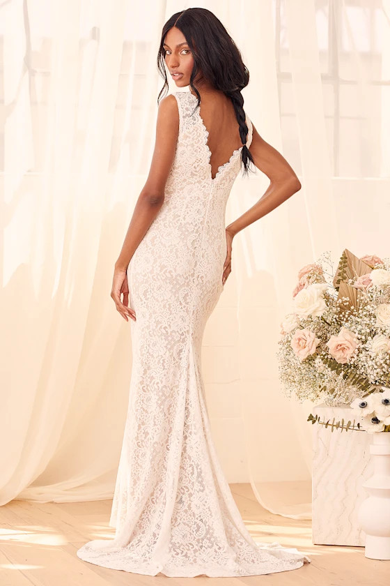 Spectacular Romance White Lace Sleeveless Mermaid Maxi Dress | Lulus