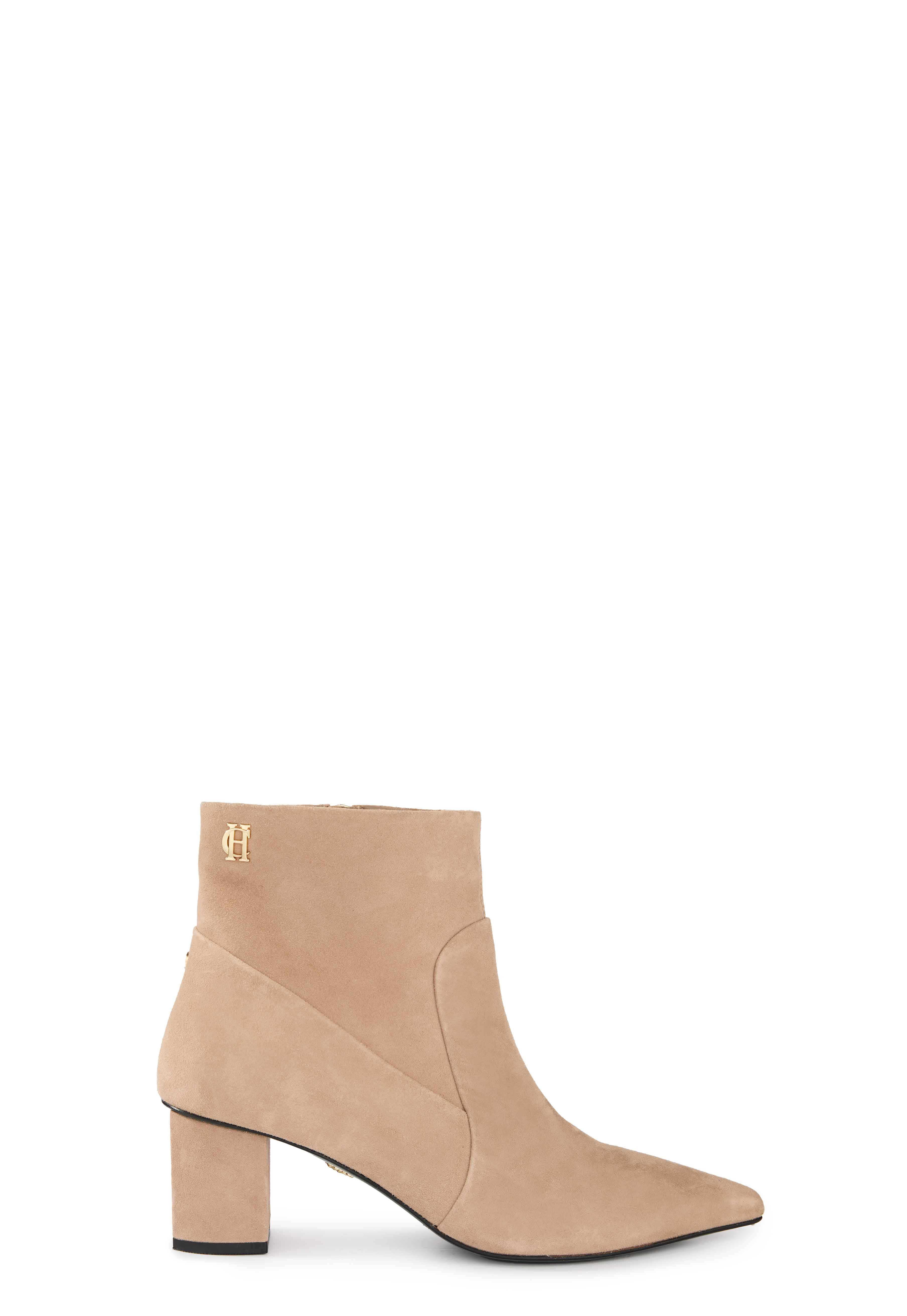 Regency Mid Heel Ankle Boot (Taupe Suede) | Holland Cooper