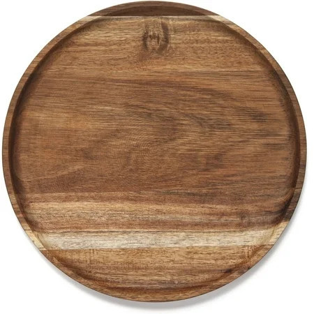 Round Wood Tray, Wooden Serving Tray, Acacia Plates, Appetizer Charcuterie Board, Tray Organizer for Kitchen/Countertop, 11.8 x 11.8 x 0.8 inch | Walmart (US)