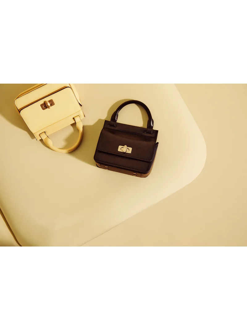 Scoop Women's Faux Leather Top Handle Mini Bag with Crossbody Strap, Yellow | Walmart (US)