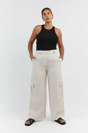 ISLA NATURAL LINEN WIDE LEG PANT | DISSH