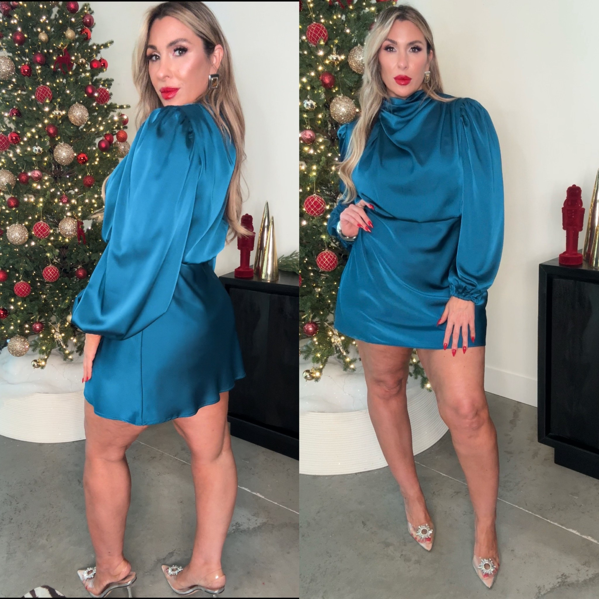 incredible midsize approved holiday dress size XL
linked my shoes and a similar option but lower heel. 
red glossy non transfer lip color “on a mission” (the picture looks pink, but it’s a bright red) 

#LTKBeauty #LTKMidsize #LTKHoliday