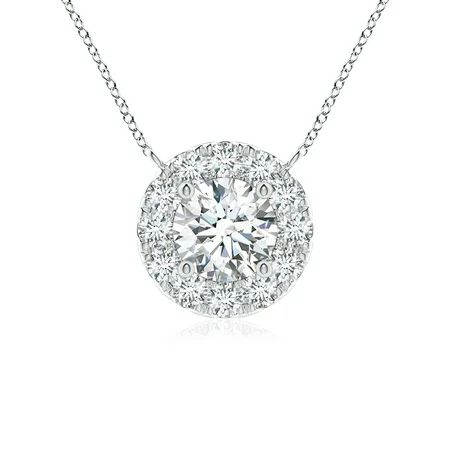 Round Diamond Necklace with Halo in 14K White Gold (0.334 cttw Diamond) - SP0797D-WG-GVS2-4.1 | Walmart (US)