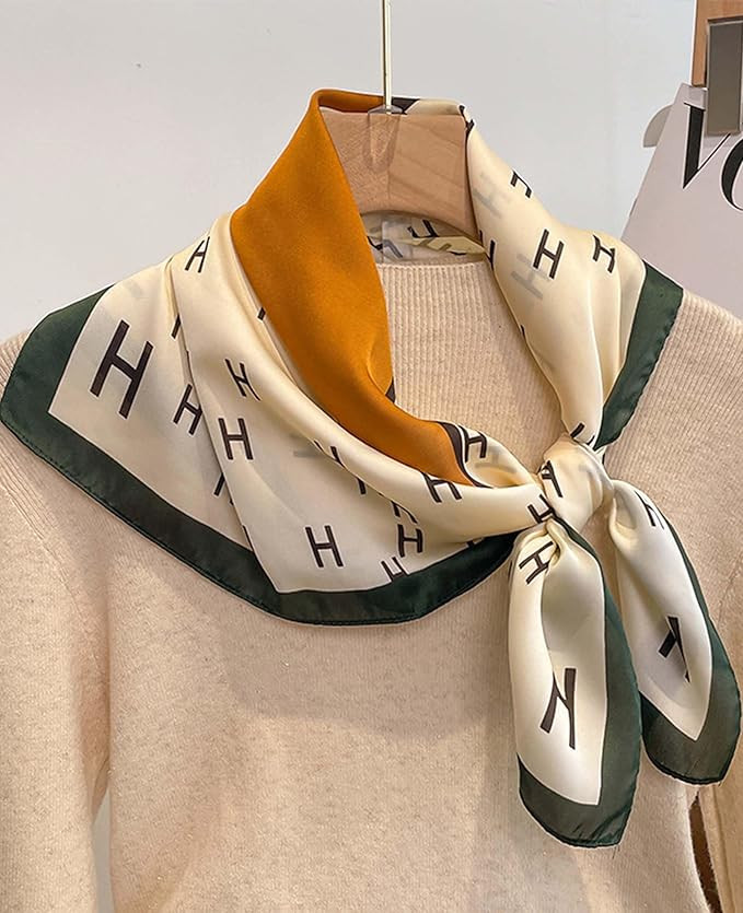 kcctoo 27.5" Mulberry Silk Feeling Head Scarf Women's Fashion Square Neck Satin Scarfs for Bag Ha... | Amazon (US)