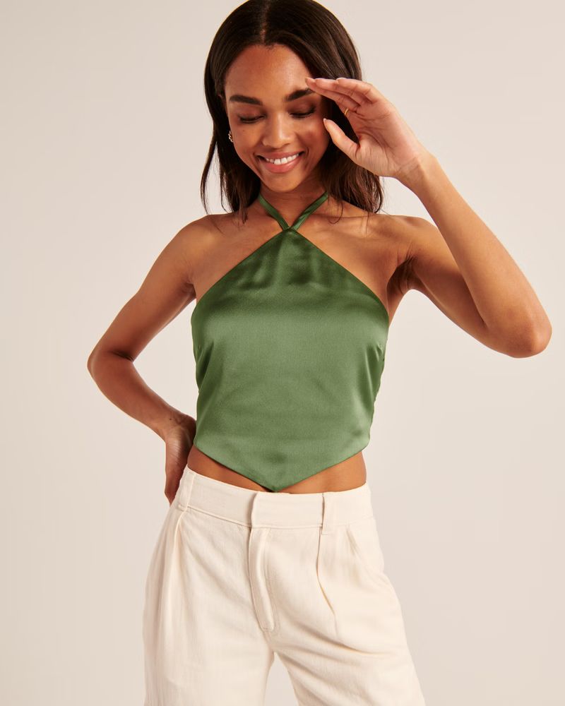 Cropped Halter Scarf Top | Abercrombie & Fitch (US)