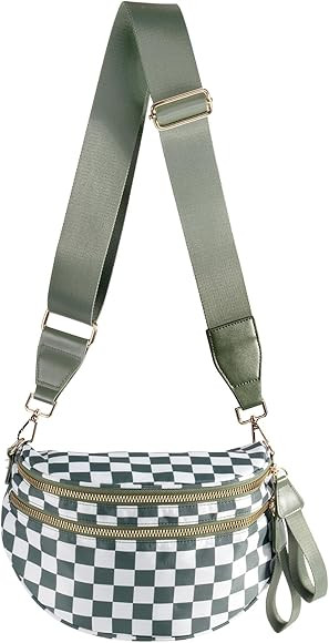 Black and White Checkered Crossbody Bag Bum Bag for Women,Spacious Checkered Purse Fanny Packs Be... | Amazon (US)