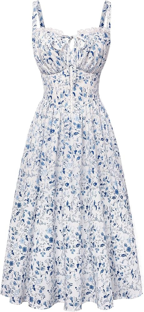 Scarlet Darkness Women 2026 Floral Corset Dress Summer Milkmaid Sundress Wedding Guest Dresses wi... | Amazon (US)