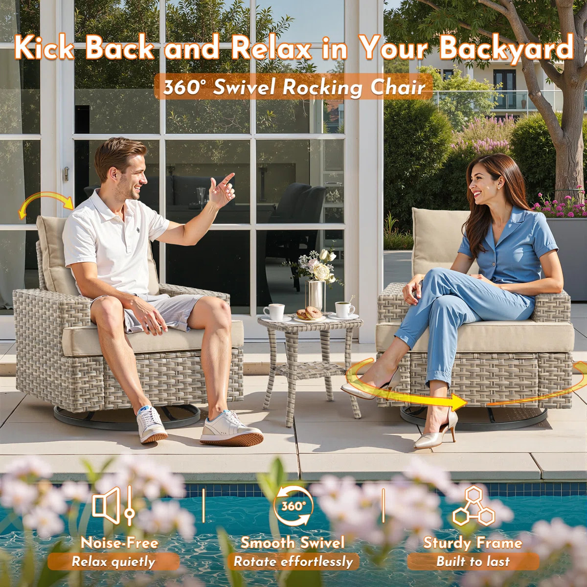 Tommy Wicker 10-Person Modular Outdoor Sectional Seating Group With Swivel Chairs And Cushions, P... | Wayfair North America