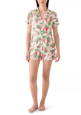 Crown & Ivy Women's Shirt and Shorts Print Pajama Set, Mauve, XXL | Belk