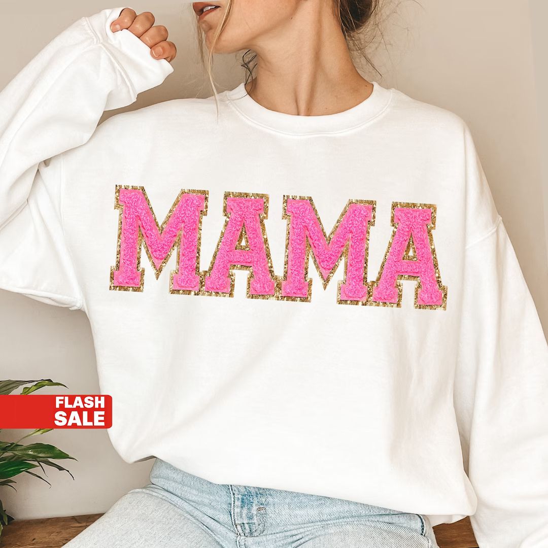 Glitter Patch MAMA Sweatshirt Valentines Sweatshirt for Mom - Etsy | Etsy (US)