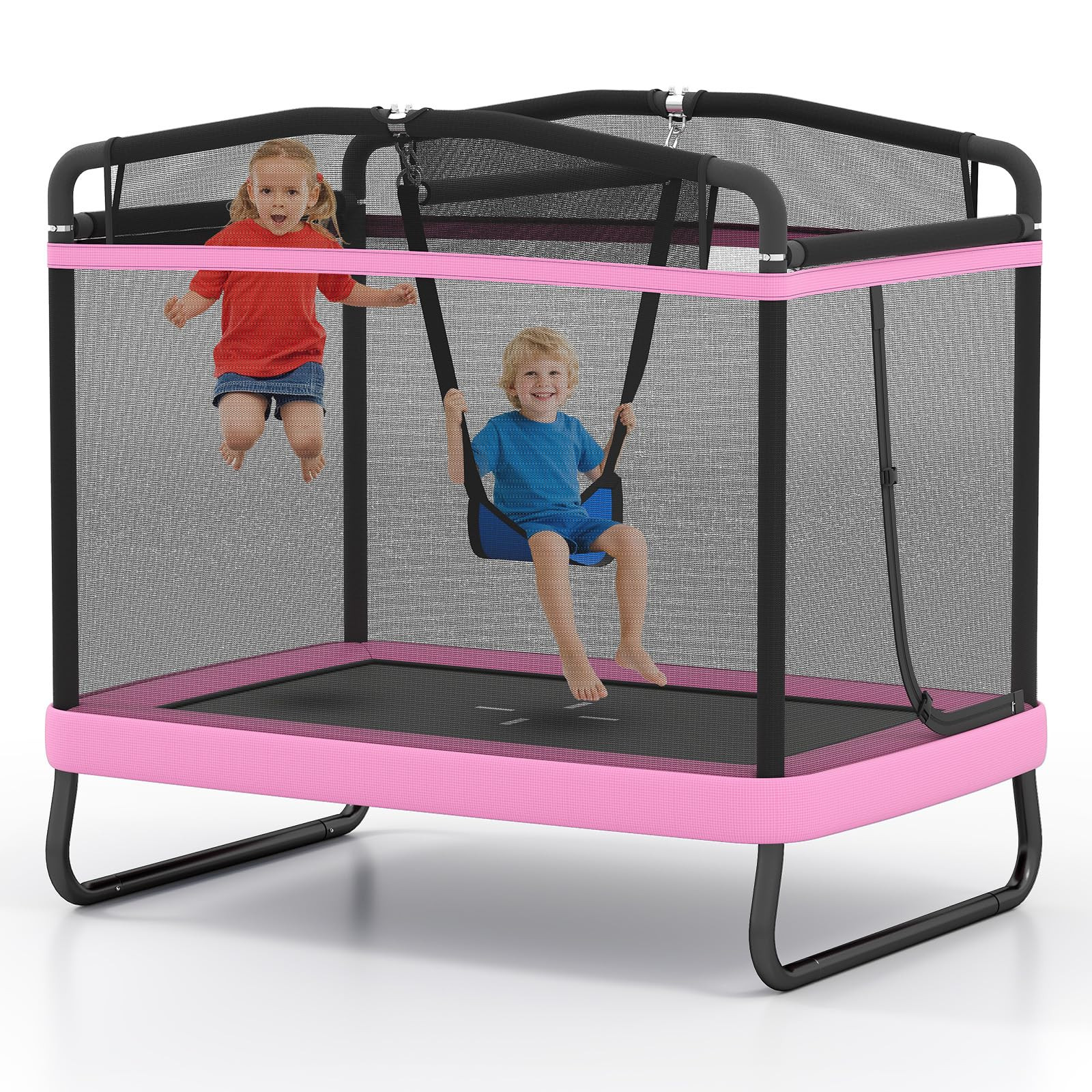 GYMAX Trampoline for Kids, 70” Toddler Rebounder with Detachable Swing, Horizontal Bar & All-Ro... | Amazon (US)