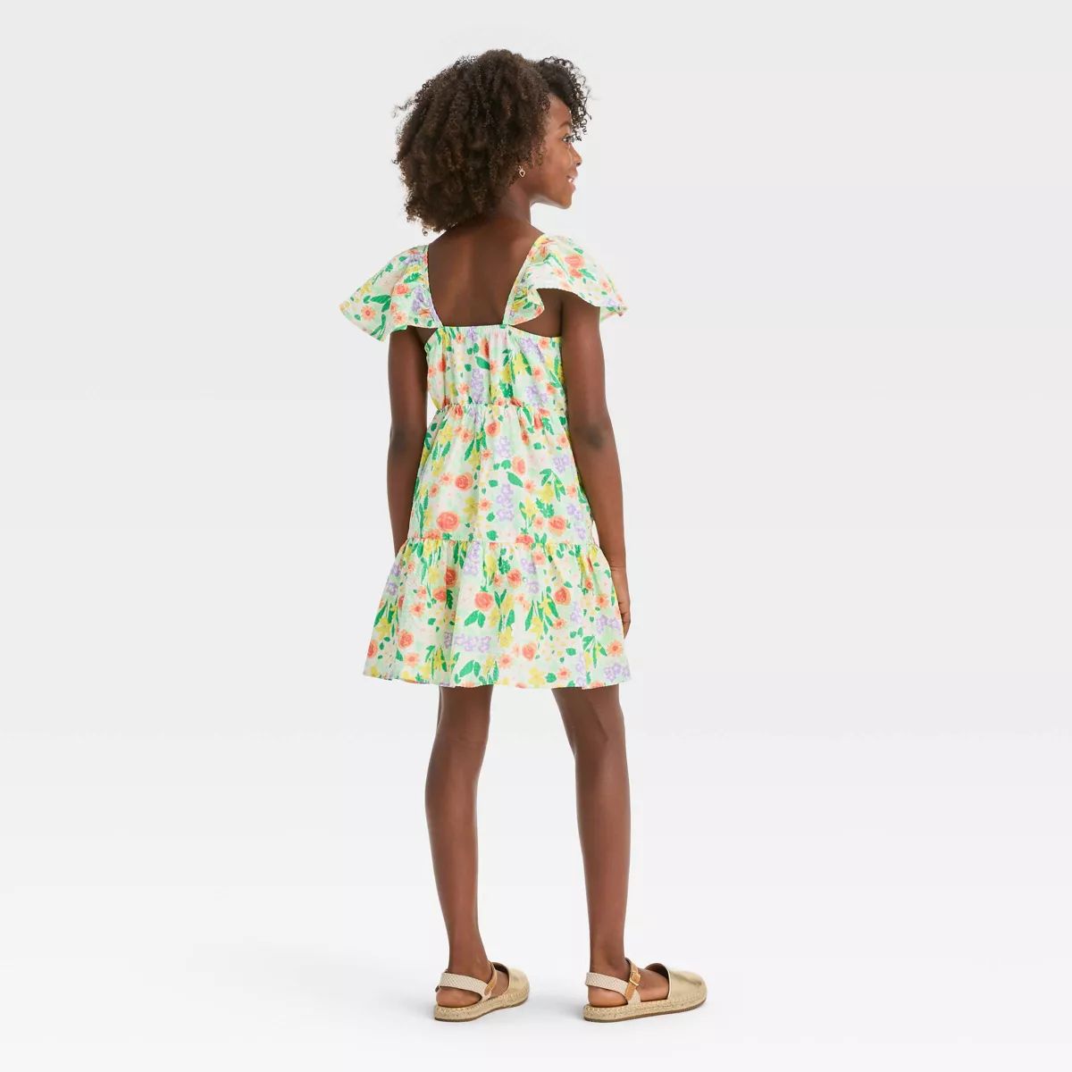 Girls' A-line Flutter Sleeve Floral Woven Dress - Cat & Jack™ | Target