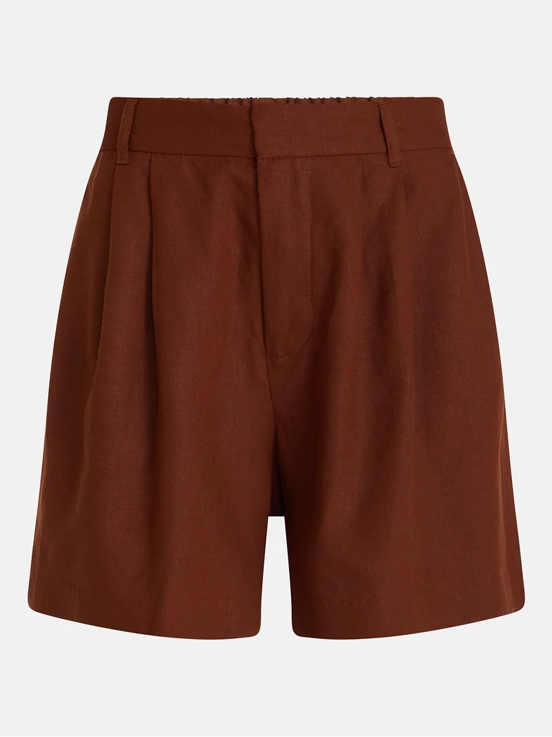 Time and Tru Women's Linen Blend Shorts, 5" Inseam, Sizes XS-XXXL | Walmart (US)