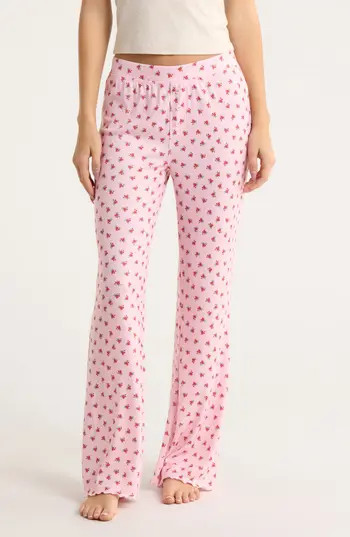 PJ Salvage Crazy for the Holidays Brushed Pointelle Pajama Pants in Pink at Nordstrom Rack, Size X-Large | Nordstrom Rack
