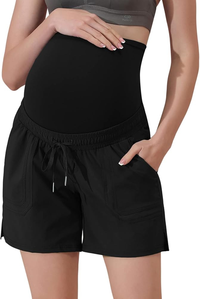 Maacie Maternity Hiking Shorts Quick Dry Waterproof 5" Workout Sports Shorts Outdoor Casual | Amazon (US)