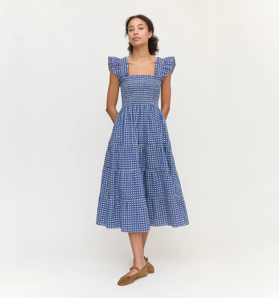 The Ellie Nap Dress - Navy Basketweave Cotton Poplin | Hill House Home US