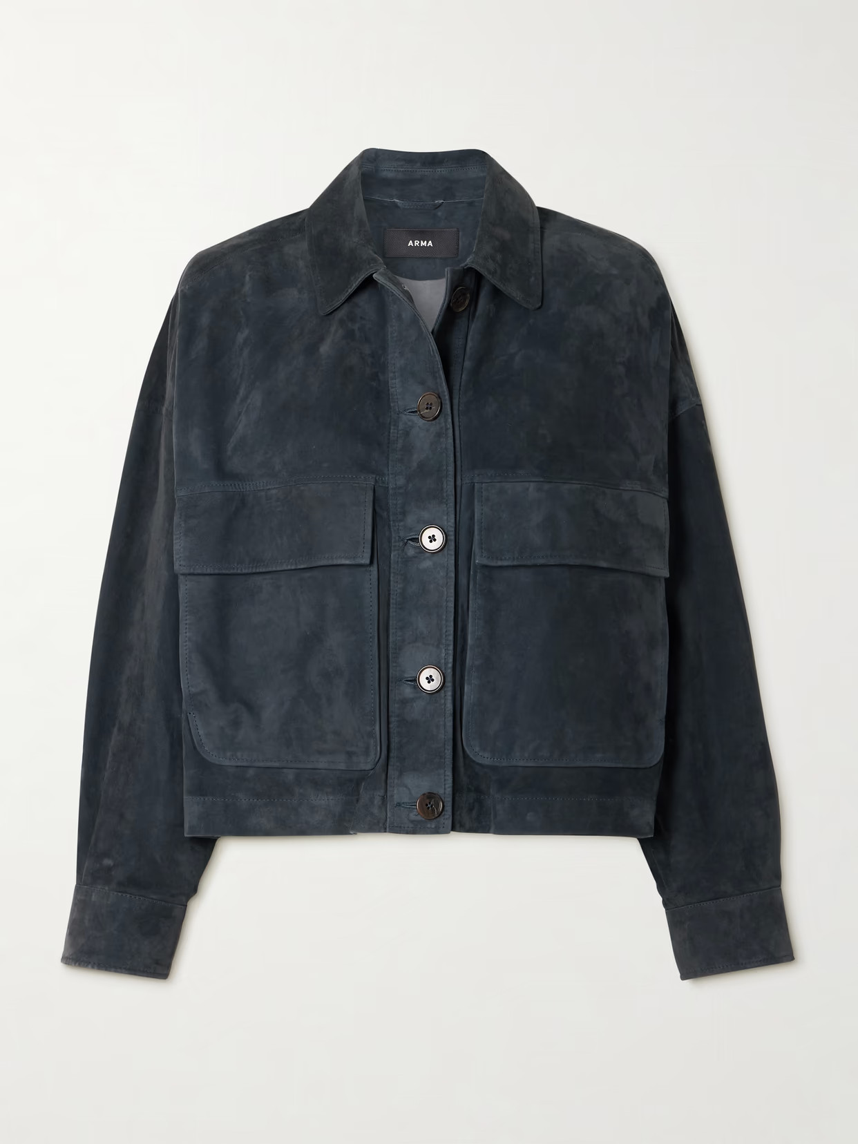ARMA - Miri Cropped Suede Jacket - Blue | NET-A-PORTER (US)