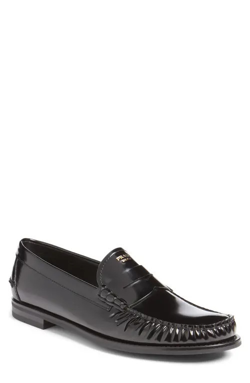 Prada Spazzalato Penny Loafer in Nero at Nordstrom, Size 9.5 | Nordstrom