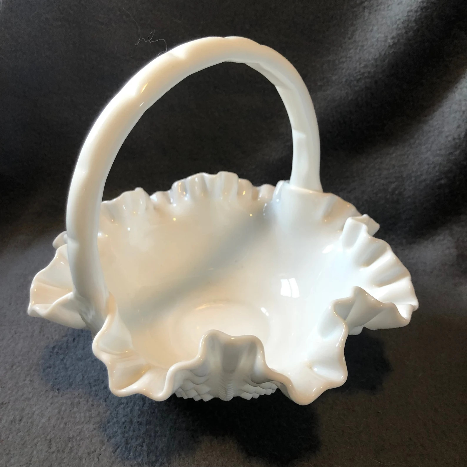Vintage Fenton Milk Glass Basket Hobnail Large Basket | Etsy | Etsy (US)
