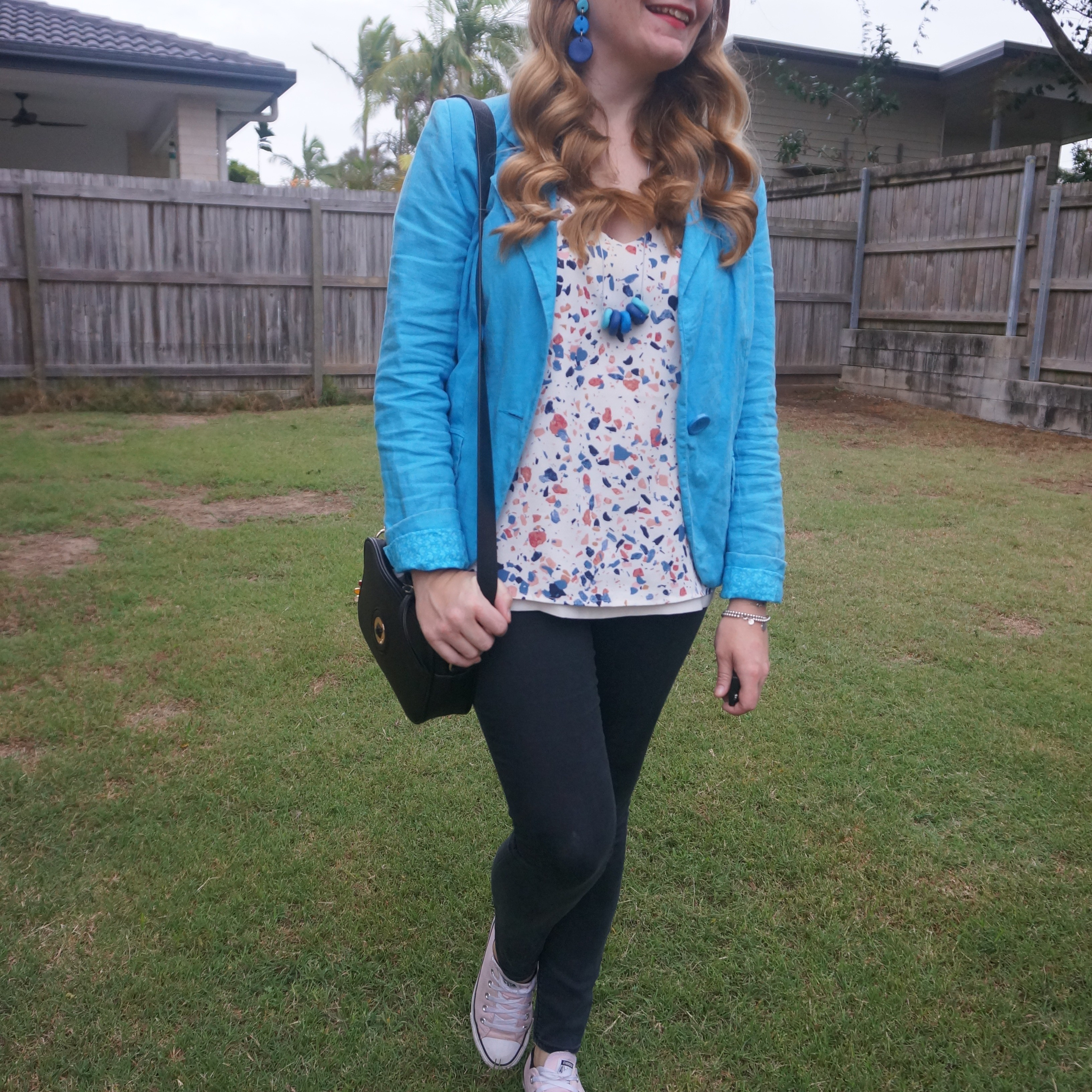 Matchy-matchy accessories  with blue linen blazer, printed tank, black skinny jeans and Mimco Mim-mazing crossbody bag 💙

#LTKbag #LTKworkwear #LTKaustralia