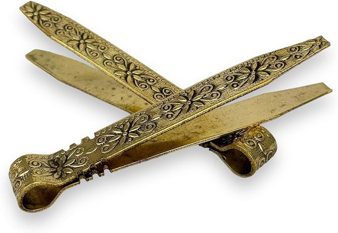 Vintage Brass Charcoal Tongs with Floral Engraved Handle - Antique Design Incense Tongs, 4.13 inc... | Amazon (US)