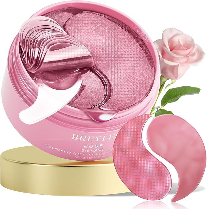 BREYLEE Rose Eye Mask\u2013 60 Pcs, Under Eye Patches, Patches For Puffy Eyes,Hydrates, Improves ... | Amazon (US)