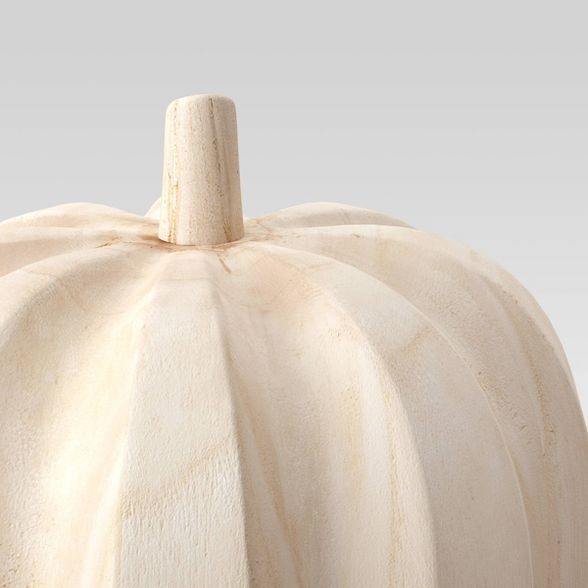 5.5" x 5.5" Decorative Wood Pumpkin Beige - Threshold™ | Target