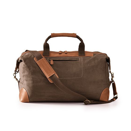 Beckett Waxed Canvas and Leather Weekender, Chocolate | Mark and Graham