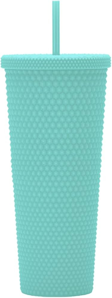 24oz Fully Studded Tumbler.Matte Seafoam Studded Tumbler with Lid and Straw.Reusable Double Walle... | Amazon (US)