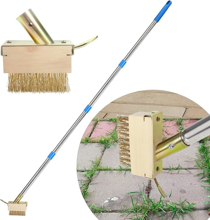 Crack Weeder, Moss Remover Tool, Manual Crevice Weeding Tool, Weed Puller Grout Brush with 67-inc... | Amazon (US)