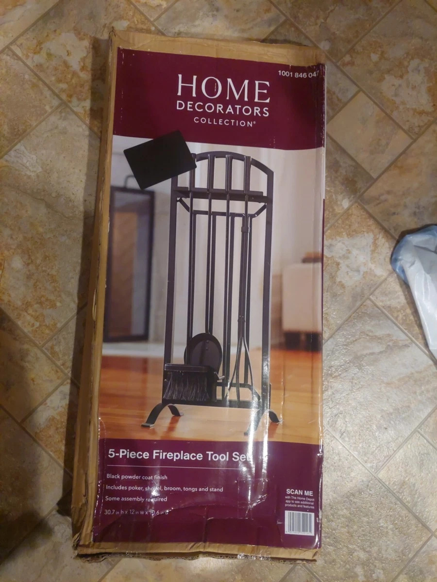 Home Decorators Collection 5-Piece Fireplace Tool Set in Black | eBay US
