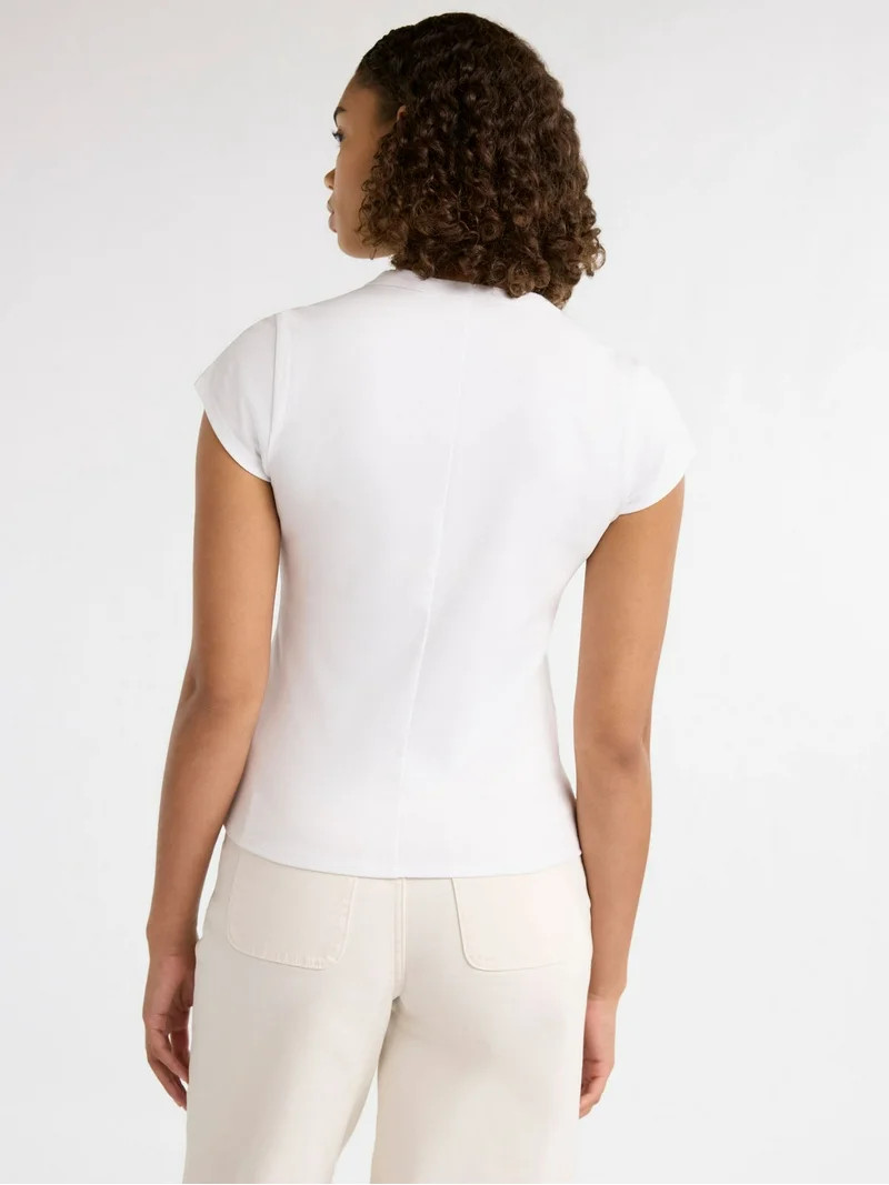 Free Assembly Women's and Women's Plus Cap Sleeve Tee, Sizes XS-4X | Walmart (US)