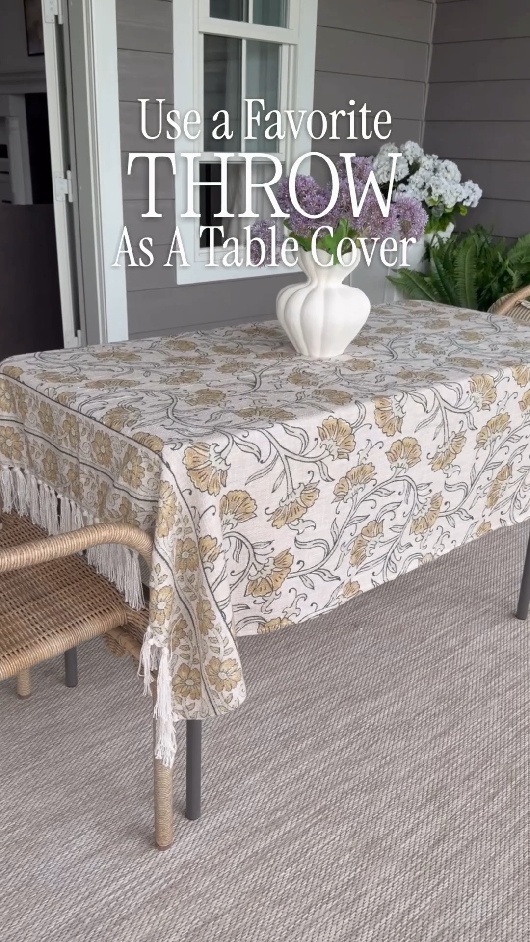 If you want to add a temporary dining spot, use a plastic foldable table and add a favorite throw to create a pretty table.

#LTKHome #LTKSeasonal #LTKvlog