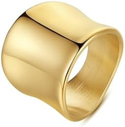 TIANYI Gold Plated Rings for Women Vintage Thick Stainless Steel Thumb Rings for Men Wide Band Ri... | Amazon (US)