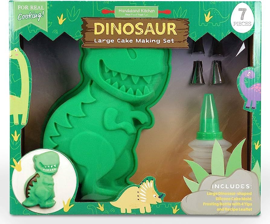 Handstand Kitchen Dinosaur Buddies 7-piece Real Cake Baking Set with Recipes | Amazon (US)