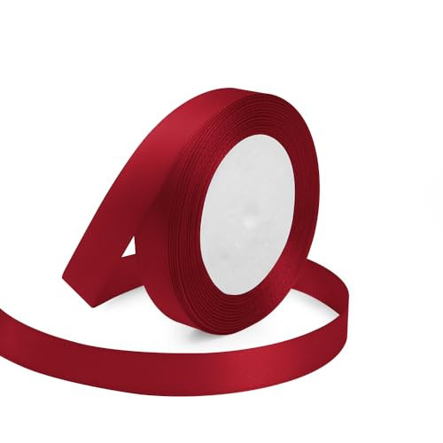 Wine Red Ribbon 5/8 Inches x 25 Yards, Wine Red Satin Fabric Silk Ribbon for Gift Wrapping, Bows Making, Floral Bouquets, Wreaths, DIY Handicrafts, Sewing Projects, Baby Shower and Wedding Party | Amazon (US)