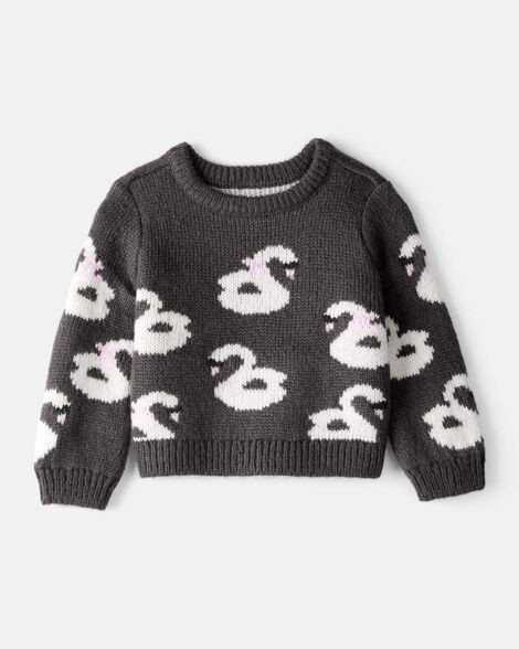Baby Girl Swan Sweater - Black | Carter's Inc
