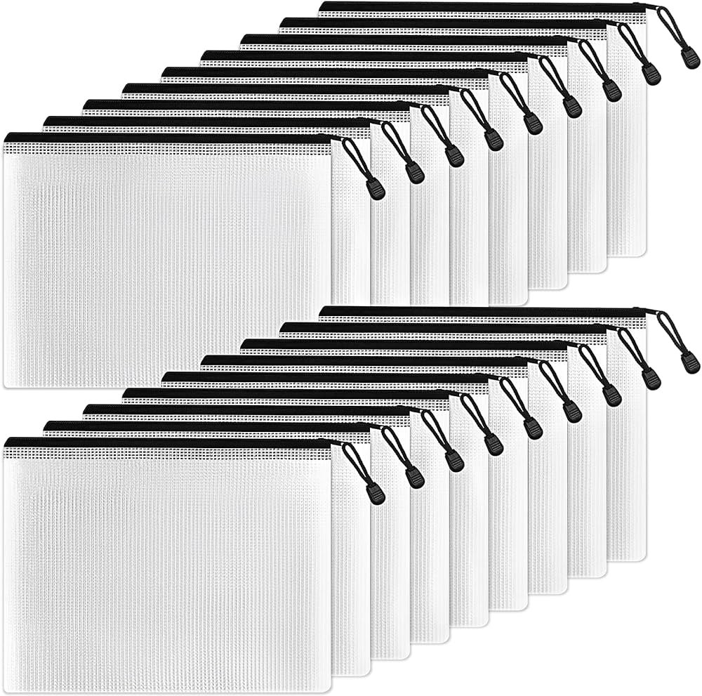 SUNEE Plastic Mesh Zipper Pouch 6x9 in (Black, 18 Packs),Extra Large Water-Resistant Zip Bag for ... | Amazon (US)