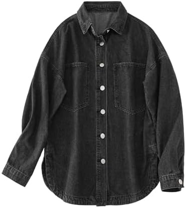 LifeShe Women Denim Shirt Jean Jacket Oversize Button Down Shirt Long Sleeve Jean Tops Trendy Sha... | Amazon (US)