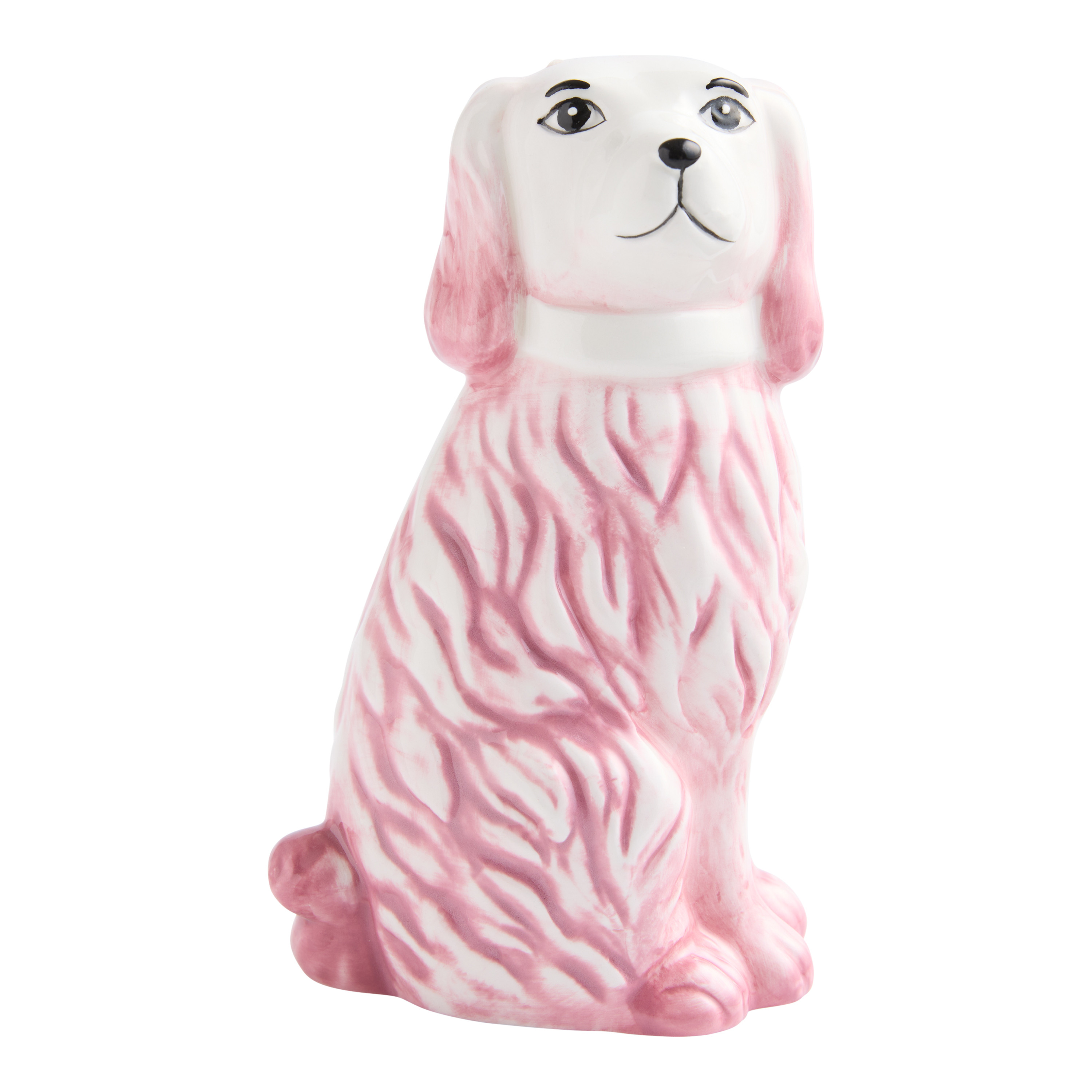 Pink and White Ceramic Staffordshire Dog Hand Painted Vase | World Market