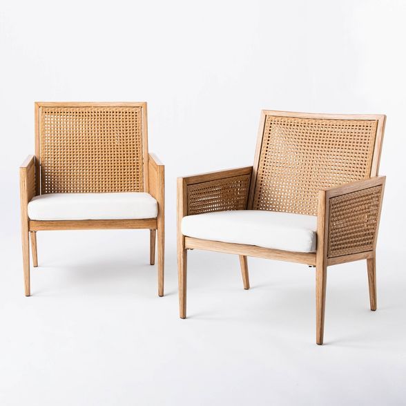 Benmore 2pk Wicker &#38; Faux Wood Patio Accent Chairs - Threshold&#8482; designed with Studio Mc... | Target