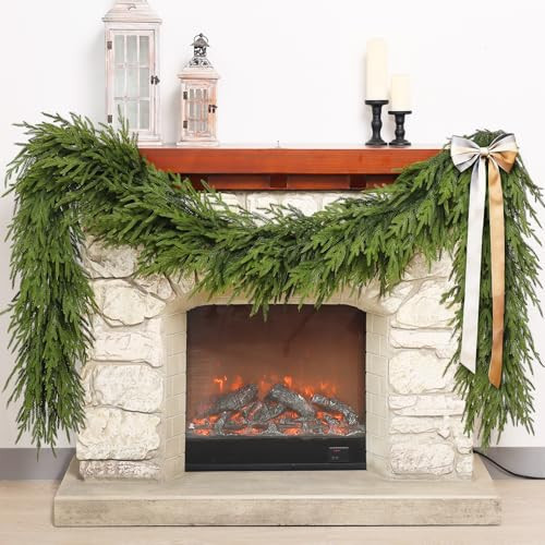 Artificial Norfolk Pine Garland - Faux Christmas Garland Fake Green Garland for Fireplace,Table, Stairs, Mantle, Window,Indoor Outdoor,Home,Holiday Decor (1 PCS,9 FT) | Amazon (US)