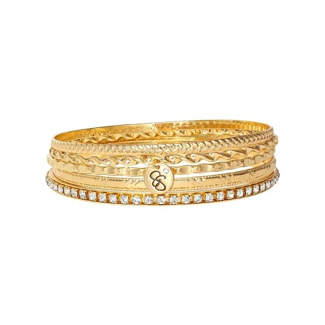 Jessica Simpson Fashion Metal Bangle Bracelet Jewelry Set, Set of 5 | Walmart (US)