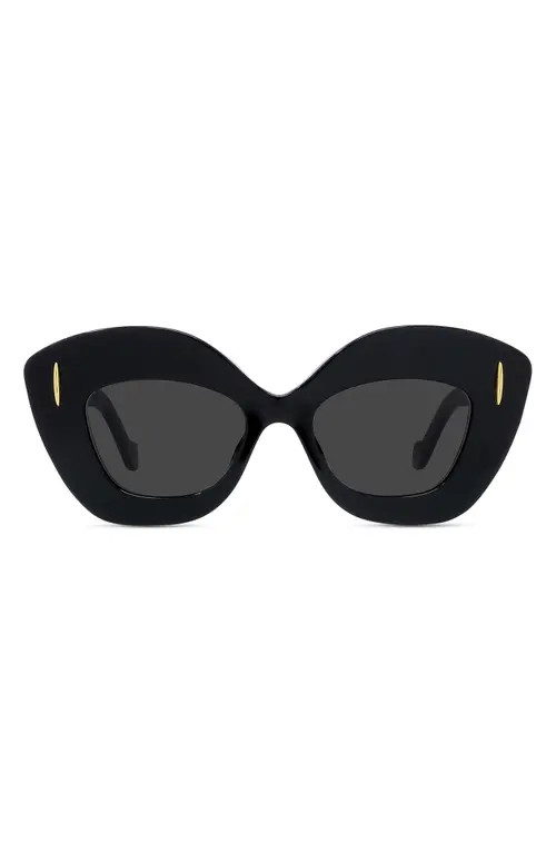 Loewe Anagram 48mm Small Cat Eye Sunglasses in Black /Smoke at Nordstrom | Nordstrom