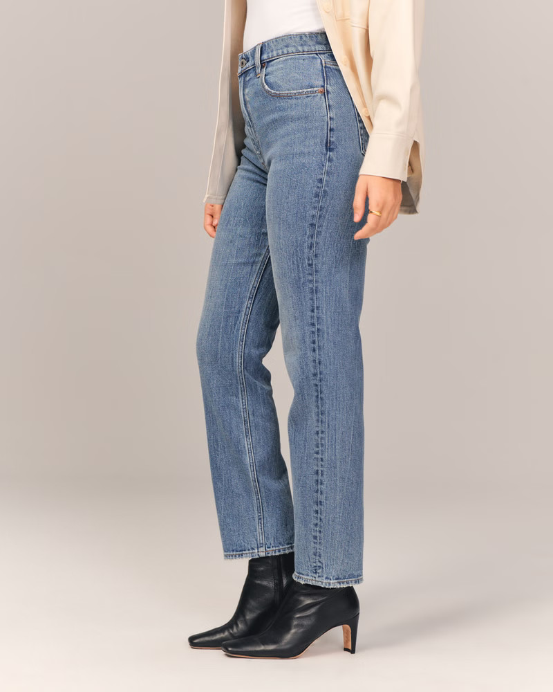 Curve Love Ultra High Rise Ankle Straight Jean | Abercrombie & Fitch (US)