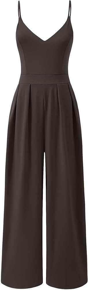 ANRABESS Women V Neck Spaghetti Strap Wide Leg Dressy Jumpsuits 2026 Summer Casual One Piece Jump... | Amazon (US)